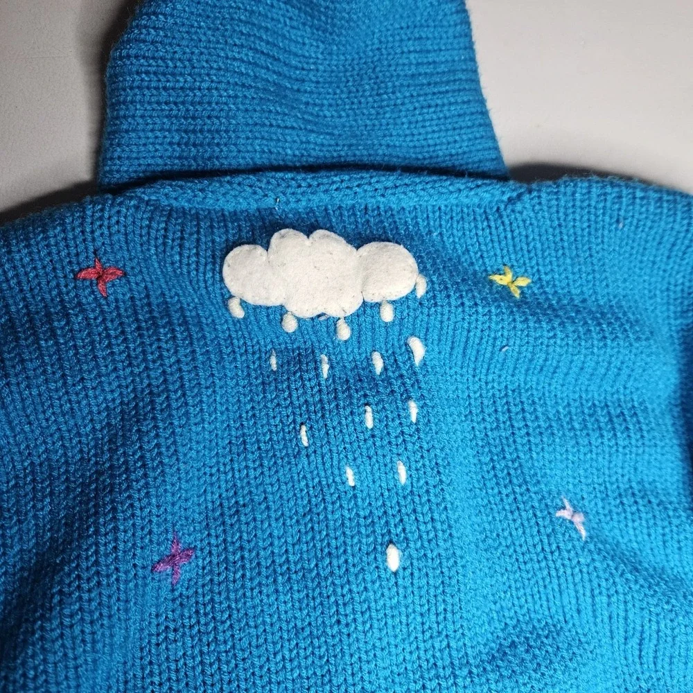 JB Crafts‎ Kids Cardigan 8 Hooded Sweater Peru Embroidered Full Zip Art